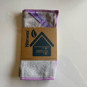 Norwex Mini Face and Body Cloths set of 3 in Gray with colored trim NWT